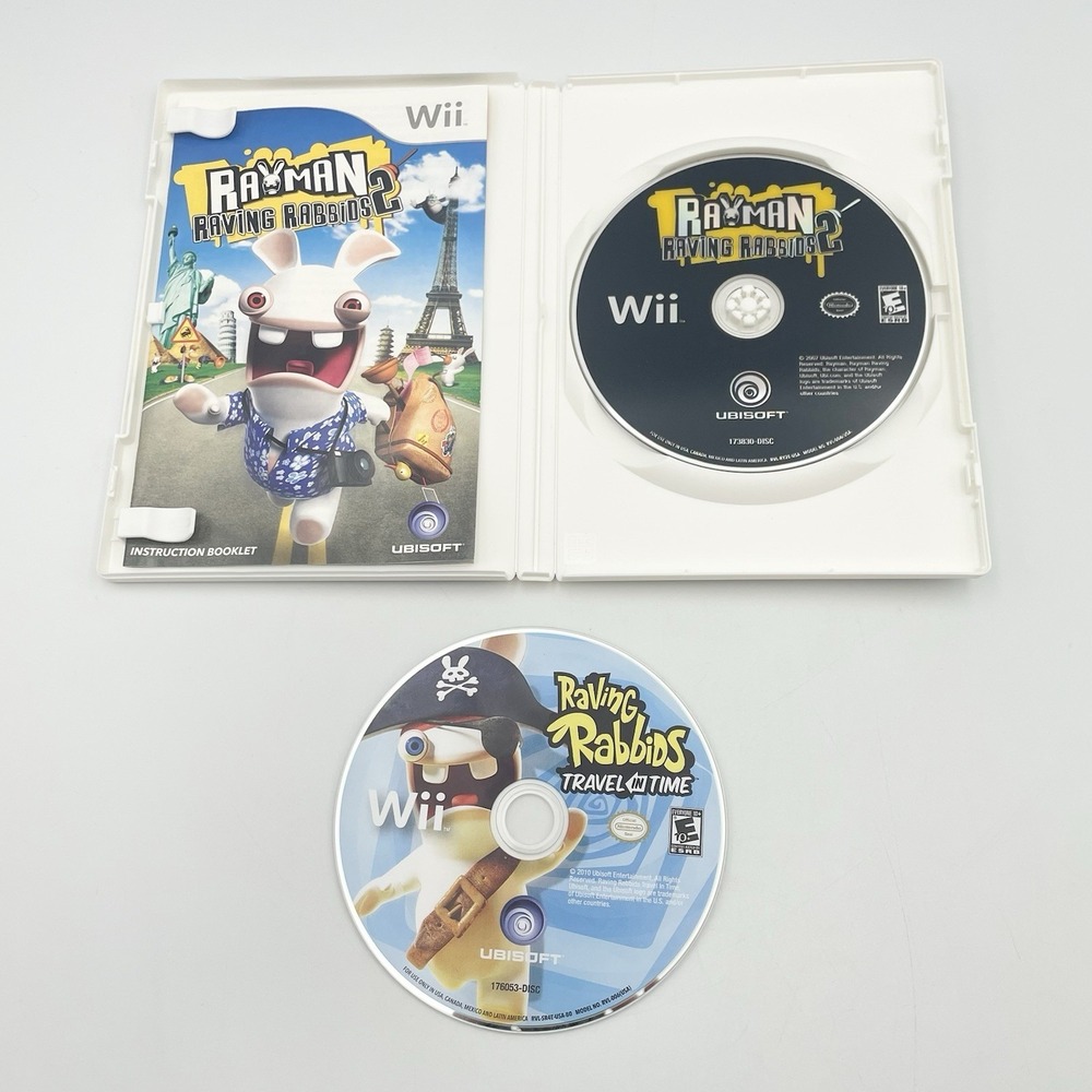 Rayman Raving Rabbids 2 + Rabbids Travel In Time Nintendo Wii Tested Working - Picture 3 of 3